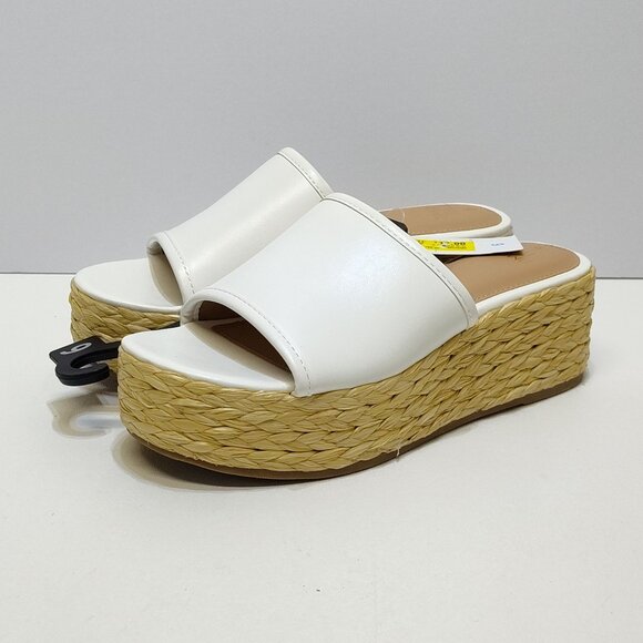 Time And Tru Raffia Platform Slide Sandals Memory Foam Fits True To Size 6 NWT - Picture 1 of 10